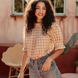 Doen Sahara Top Austen Plaid XS NWT